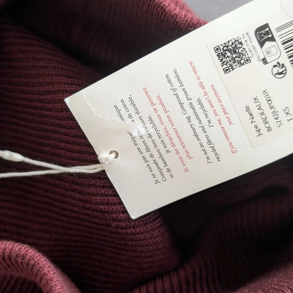 Sezane Naelle Skirt, Merino Wool, Burgundy, Size XS, NWT - Picture 7 of 9